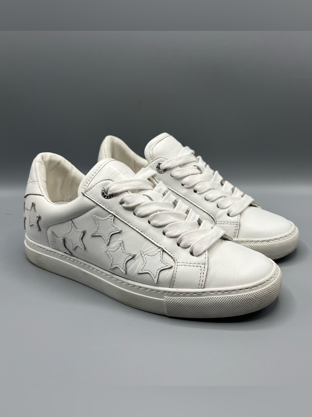 Zadig & Voltaire White Leather Star Low Top Sneakers Women’s EU 38 US 7.5 Approx